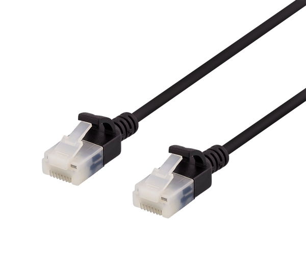 U/UTP Cat6a patch cable, slim, 3.5mm diameter, 1.5m, black