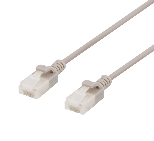 U/UTP Cat6a patch cable, slim, 3,5mm diameter, 2m, grey