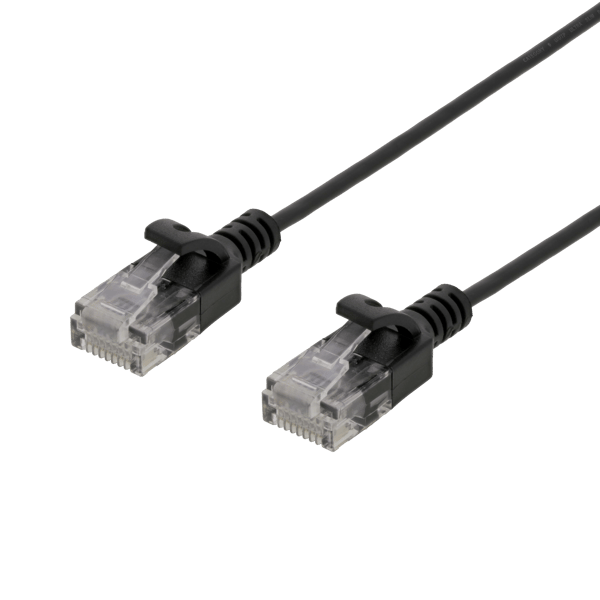 U/UTP Cat6 patch cable slim, 2.6 mm⌀, 0.5m 500MHz black