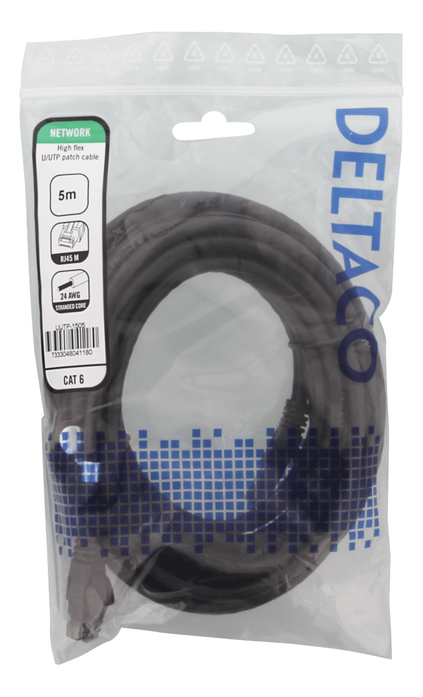 U/UTP High Flex Cat6, patch cable, 5m, TPE, black