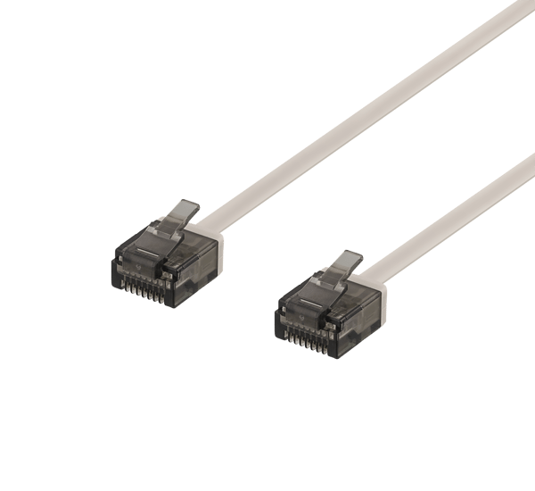 U/UTP Cat6a patch cable, flat, 0.3m, 1mm thick, grey