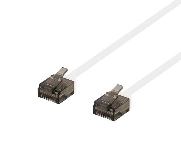 U/UTP Cat6a patch cable, flat, 0.5m, 1mm thick, white