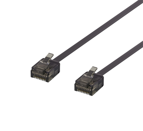 U/UTP Cat6a patch cable, flat, 0.15m, 1mm thick, black