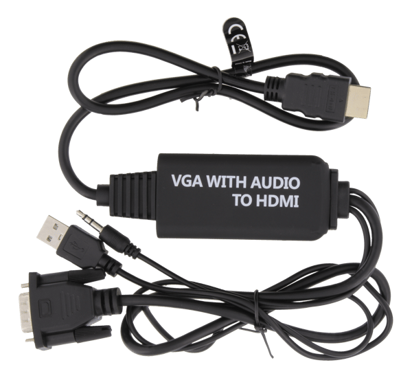 VGA & Audio, HDMI cable, USB powered, 1m, black