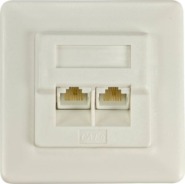 Socket-outlet 2xRJ-45, Krone terminal, UTP, Cat6, white