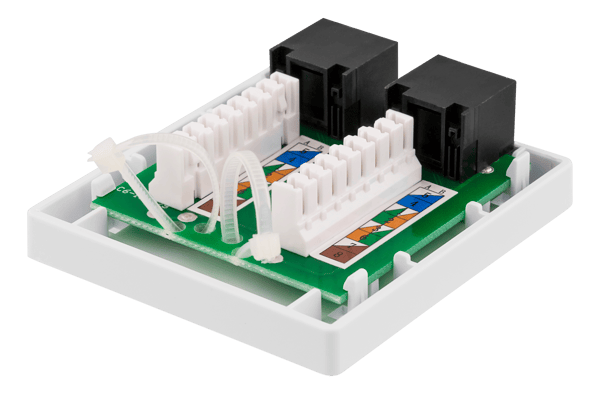 Unshielded network socket, Surface UTP 2xRJ45, Cat6, white