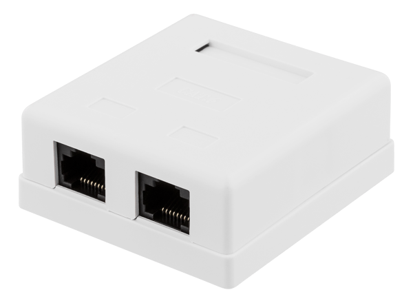 Unshielded network socket, Surface UTP 2xRJ45, Cat6, white