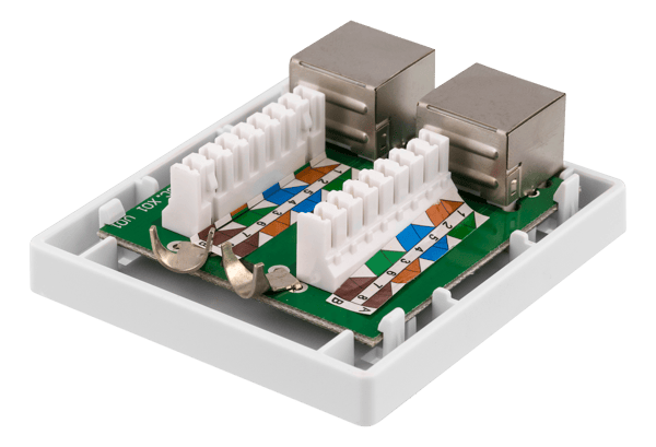Shielding network wall socket Surface FTP 2xRJ45 Cat6A white