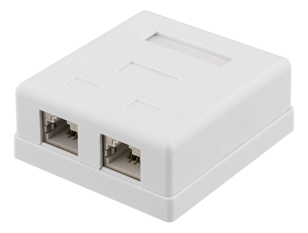 Shielding network wall socket Surface FTP 2xRJ45 Cat6A white