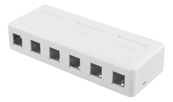 Surface mount box for Keystone, 6 ports, white