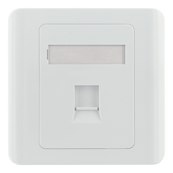 Flush mount for Keystone, 1 port, dust hatch, white