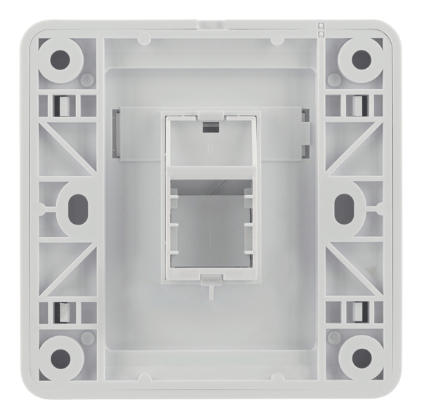Flush mount for Keystone, 1 port, dust hatch, white