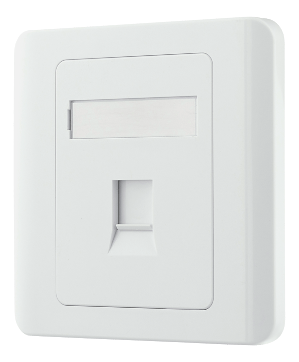 Flush mount for Keystone, 1 port, dust hatch, white
