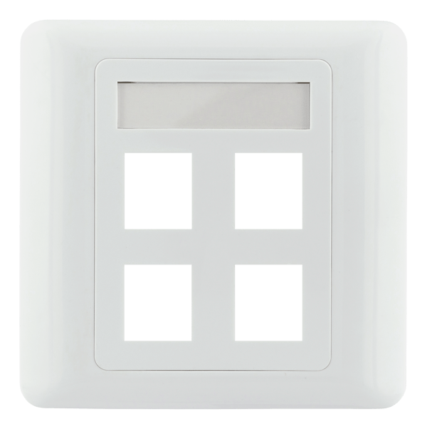 Flush mount for Keystone, 4 ports, white
