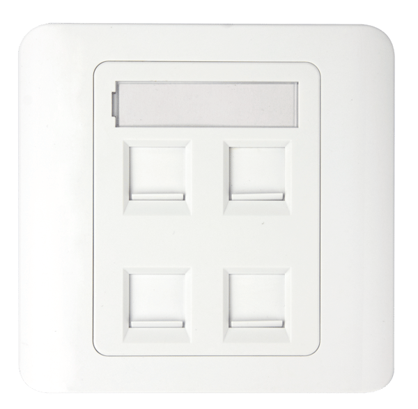 Flush mount for Keystone, 4 ports, white