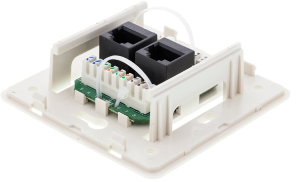 Wall socket, surface-mounted UTP, 2xRJ45, Cat6, white