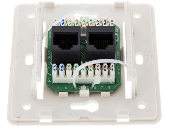 Wall socket, surface-mounted UTP, 2xRJ45, Cat6, white