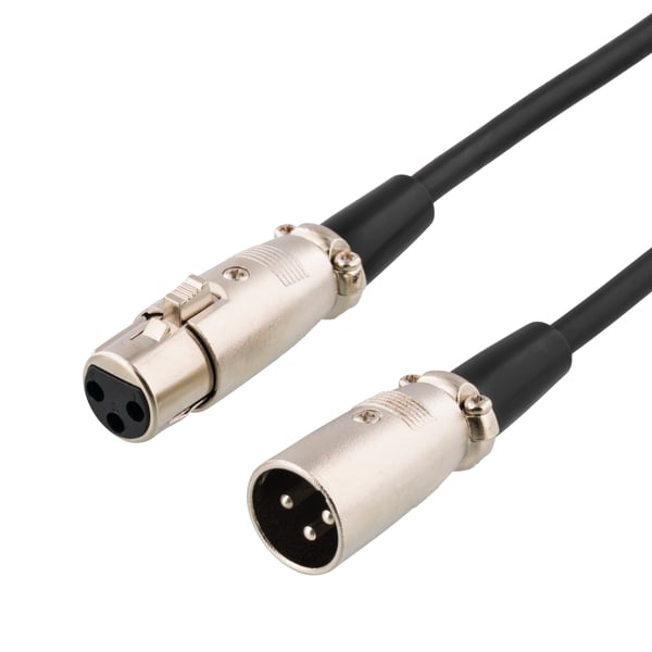 XLR audio cable, 3-pin male, 3-pin female, 10m, black