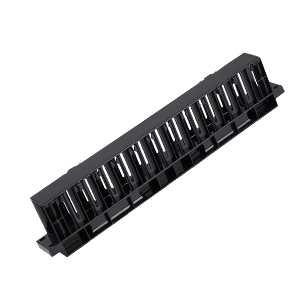 19" cable management, plastic, rounded corners, 1U