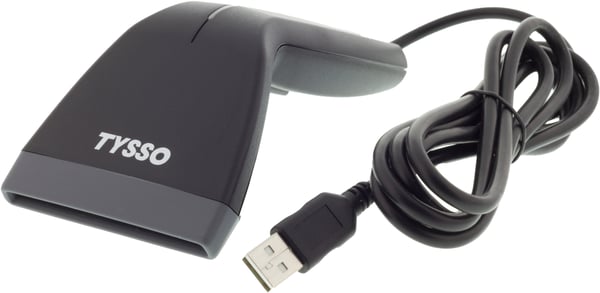 Bar code reader with CCD technology, 80mm range, USB power