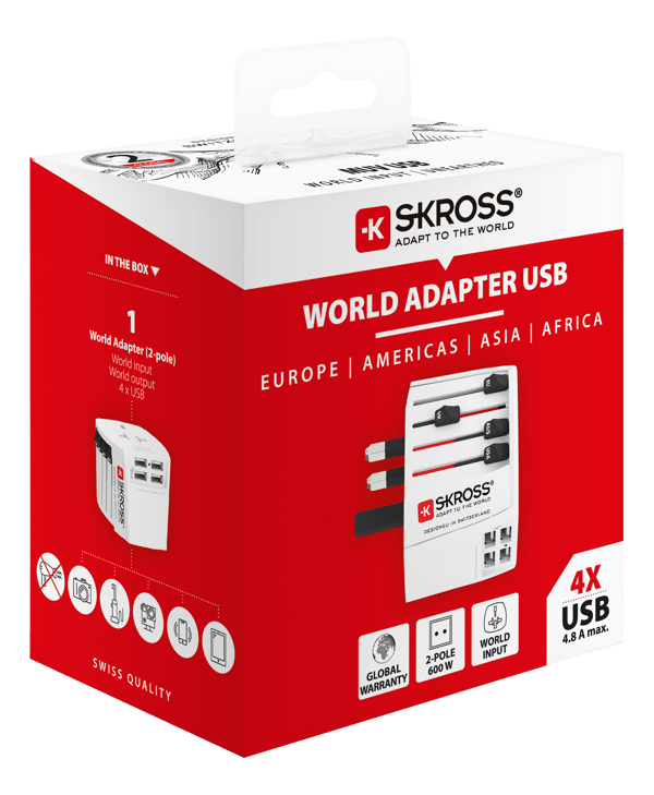 MUV USB 4xA, 2-pole travel adapter with 4x USB-A ports