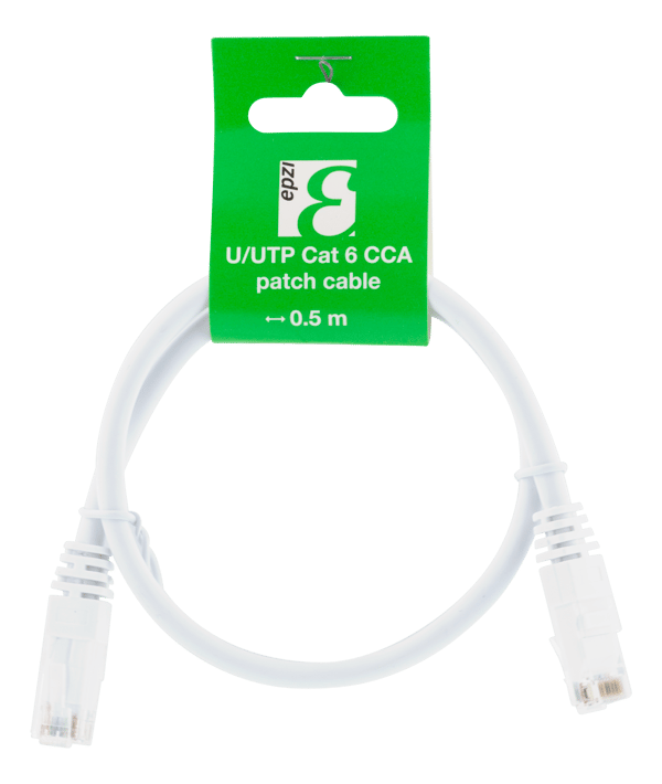 U/UTP Cat6 patch cable, CCA, 0.5m, 250MHz, white