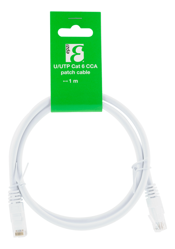 U/UTP Cat6 patch cable, CCA, 1m, 250MHz, white