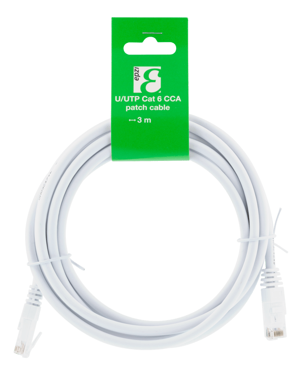 U/UTP Cat6 patch cable, CCA, 3m, 250MHz, white