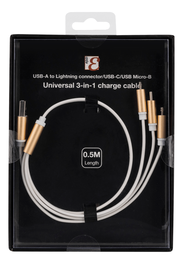 MultiCharger USBC Lightning Micro USB USBA 50cm white