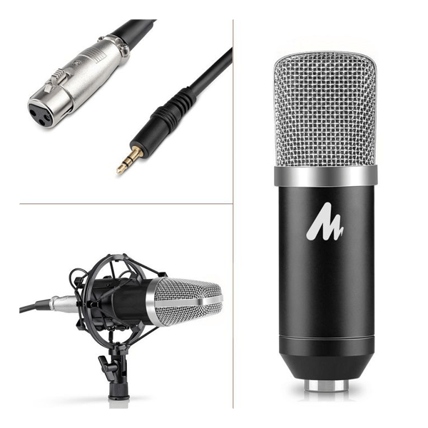 Podcasting Microphone with Boom Arm kit, black