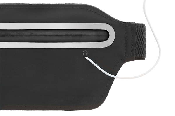 Sport waist bag, reflective, fits most mobile phones, black