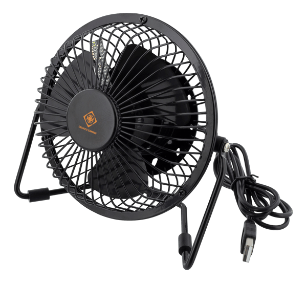 USB desktop fan with clock, black