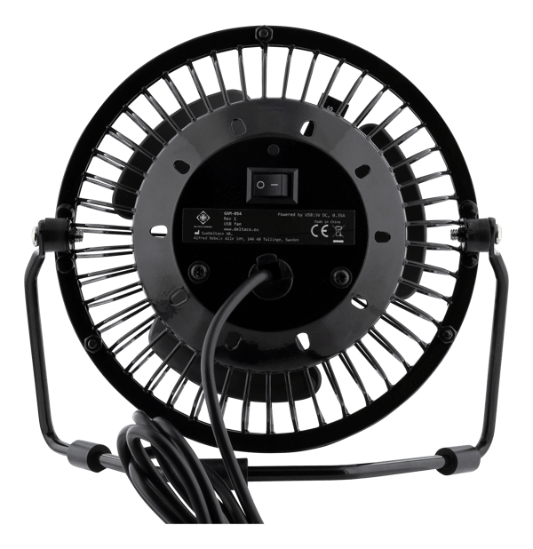USB desktop fan with clock, black