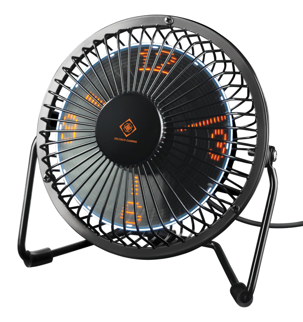 USB desktop fan with clock, black