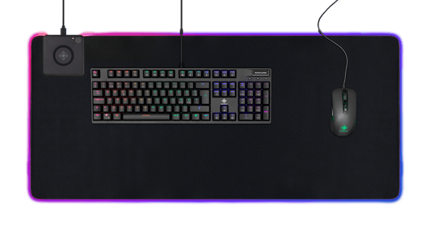 Extra wide RGB mouse pad with wireless charging, neoprene 10
