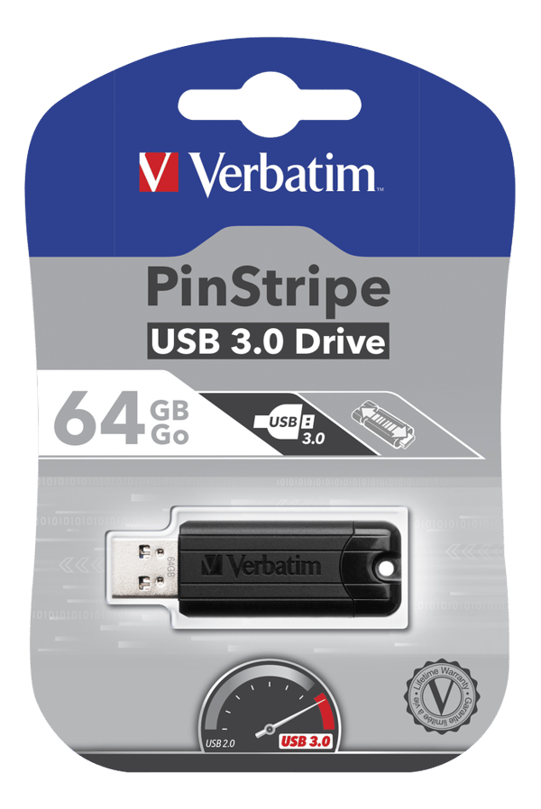 Verbatm PinStripe 64GB USB 3.0 Drive