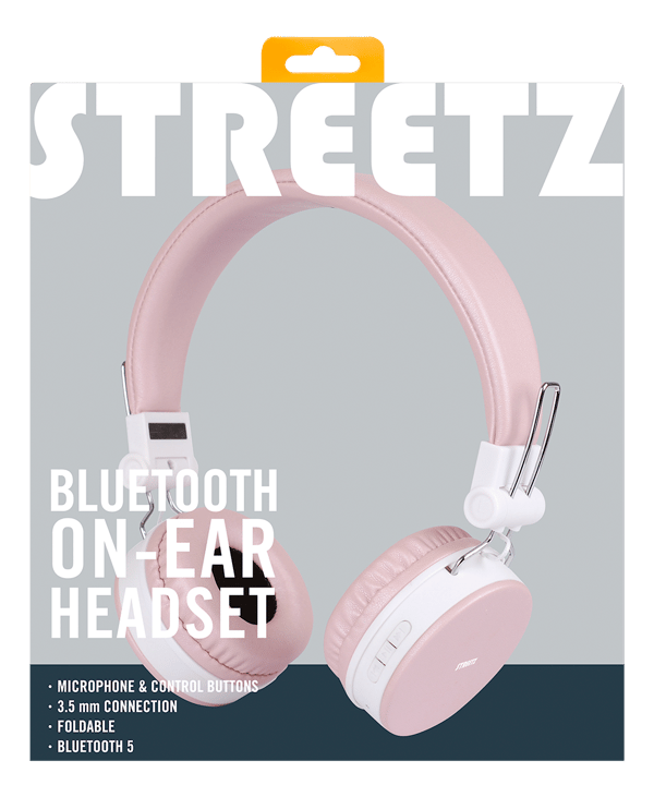 BT200 Foldable on-ear BT headset, 3.5 mm, pink
