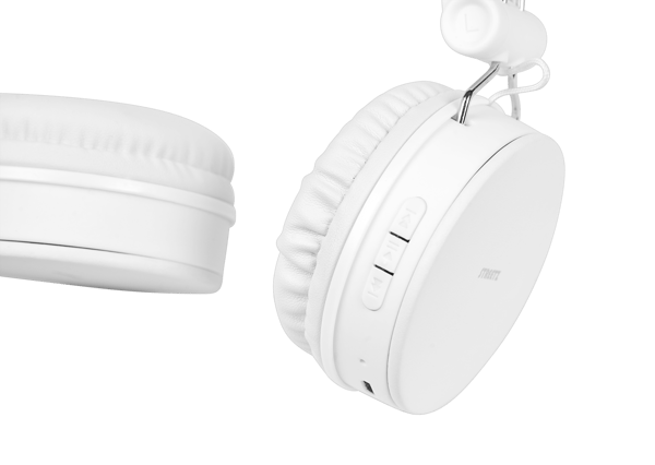 Foldbar on-ear BT headset, 3,5 mm, hvid