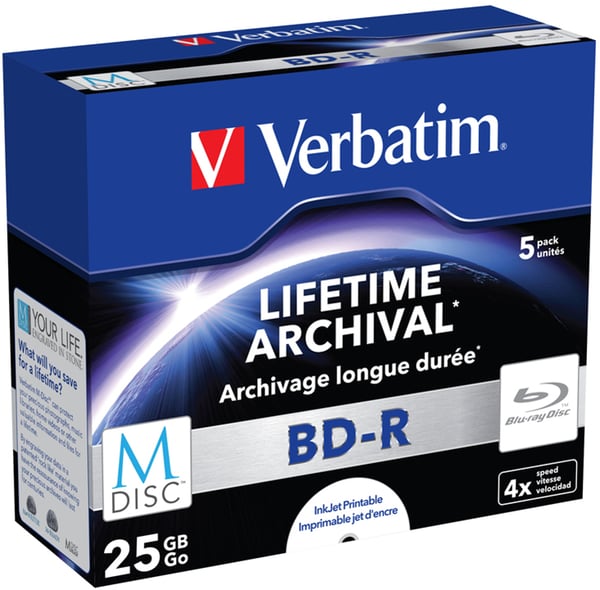 M-Disc BD-R, 4x, 25GB/200min, 5-pack jewel case