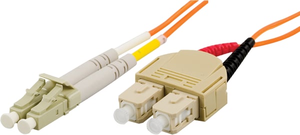 OM1 Fiber cable, LC - SC, duplex, UPC, 62,5/125, 3m, orange