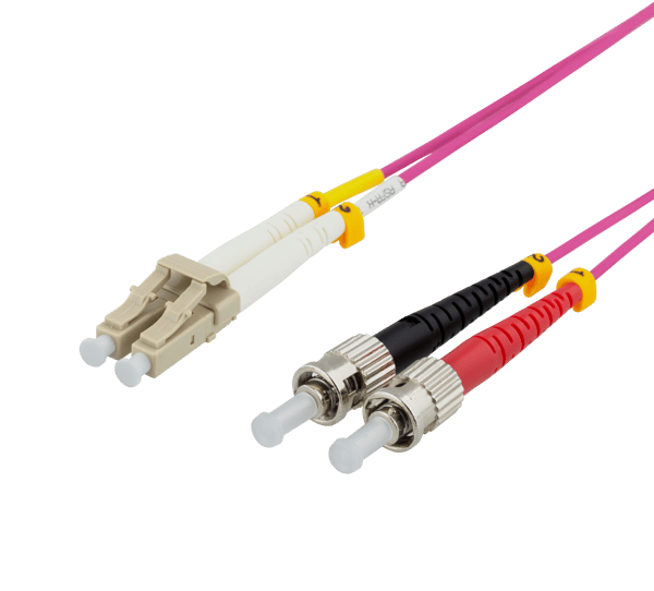OM4 Fiber cable, LC-ST Duplex, 50/125, 3m, pink