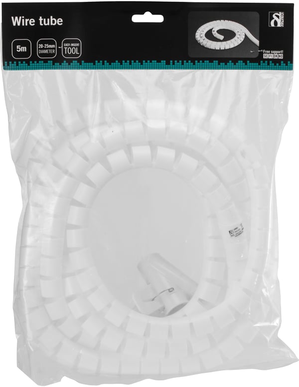 Nylon wire tube, 25mm diameter tool included, 5m, white