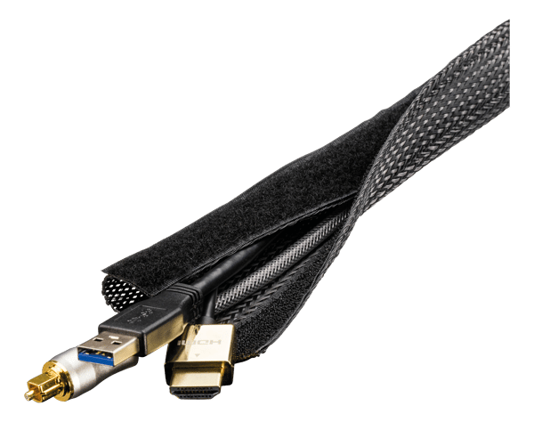 Nylon cable wrap, hook and loop fastener, 3m, black