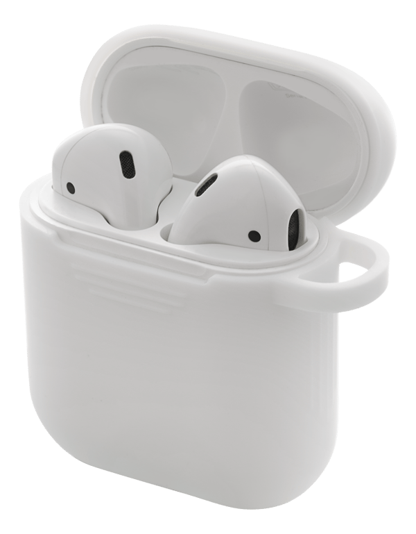 AirPods 1/2 silicone case, keyring hole, easy to grip, white