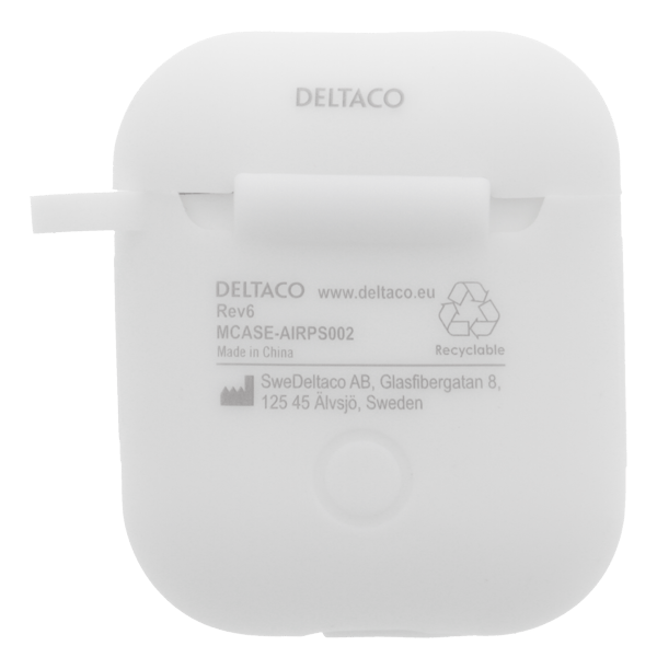 AirPods 1/2 silicone case, keyring hole, easy to grip, white