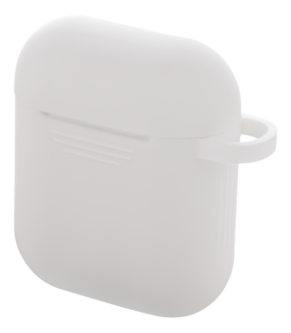 AirPods 1/2 silicone case, keyring hole, easy to grip, white