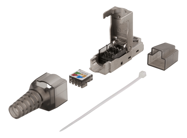 RJ45 plug Cat6A, shielded, tool-less, metal