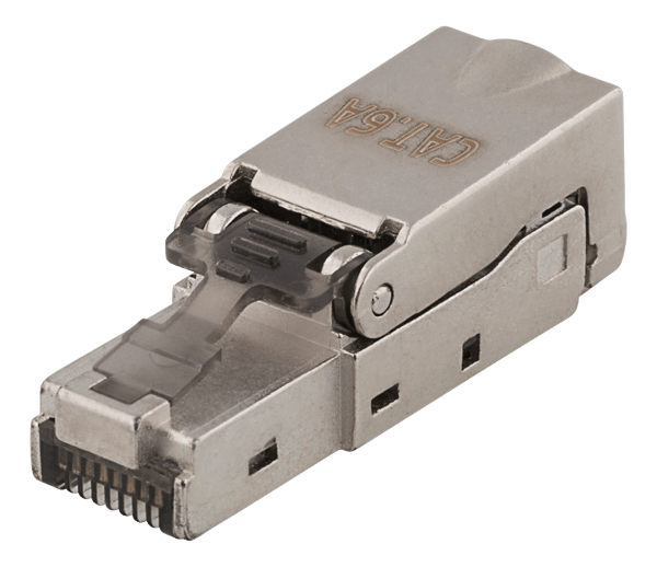 RJ45 plug Cat6A, shielded, tool-less, metal