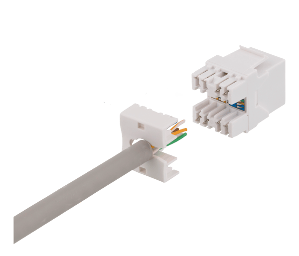 Cat6 Keystone jack, LSA/110 termination, plastic, 180, white