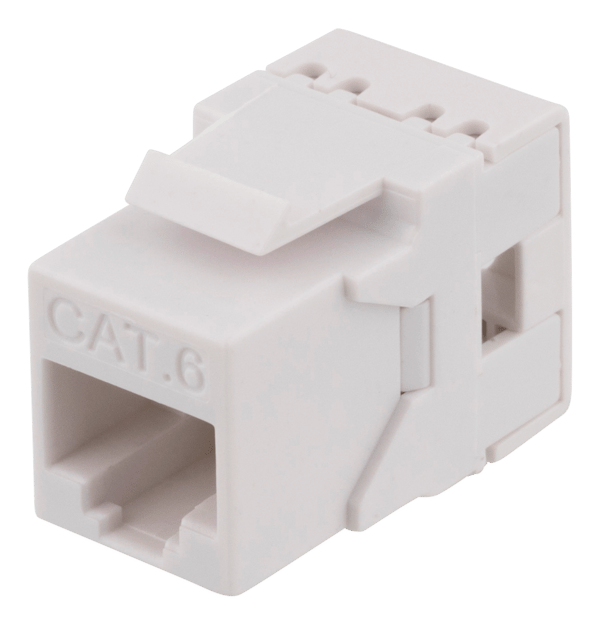 Cat6 Keystone jack, LSA/110 termination, plastic, 180, white